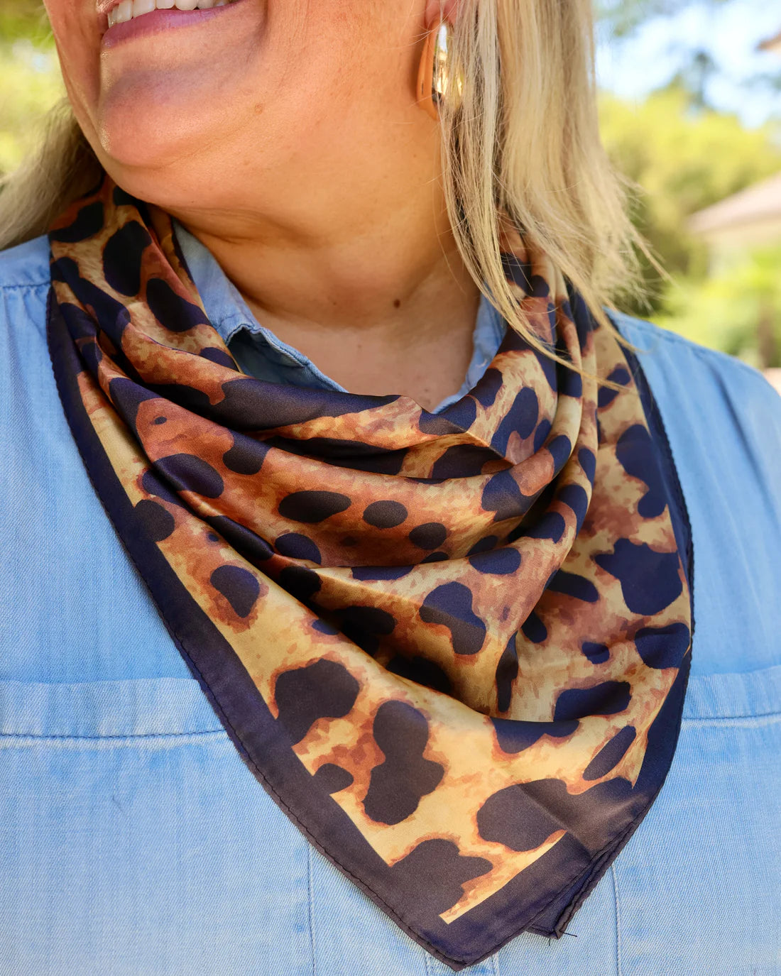 Dixie Leopard Print Scarf | Brown