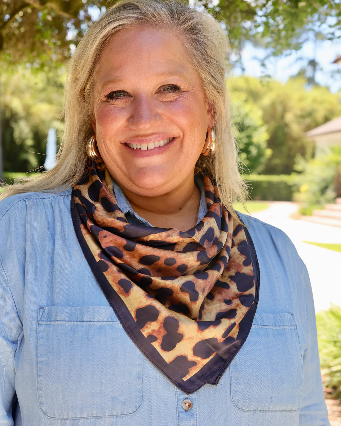 Dixie Leopard Print Scarf | Brown