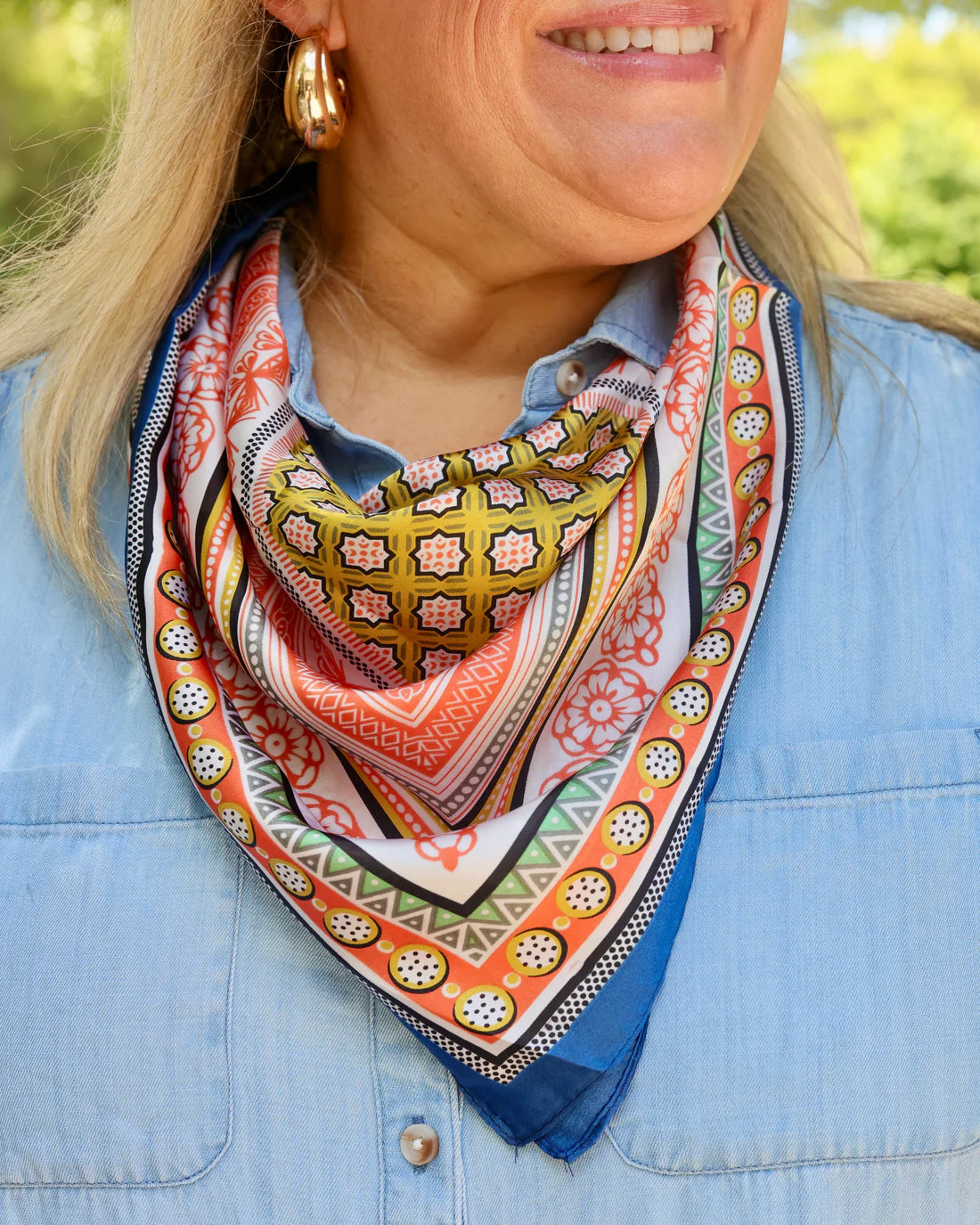 Diya Colorful Scarf | Navy Orange