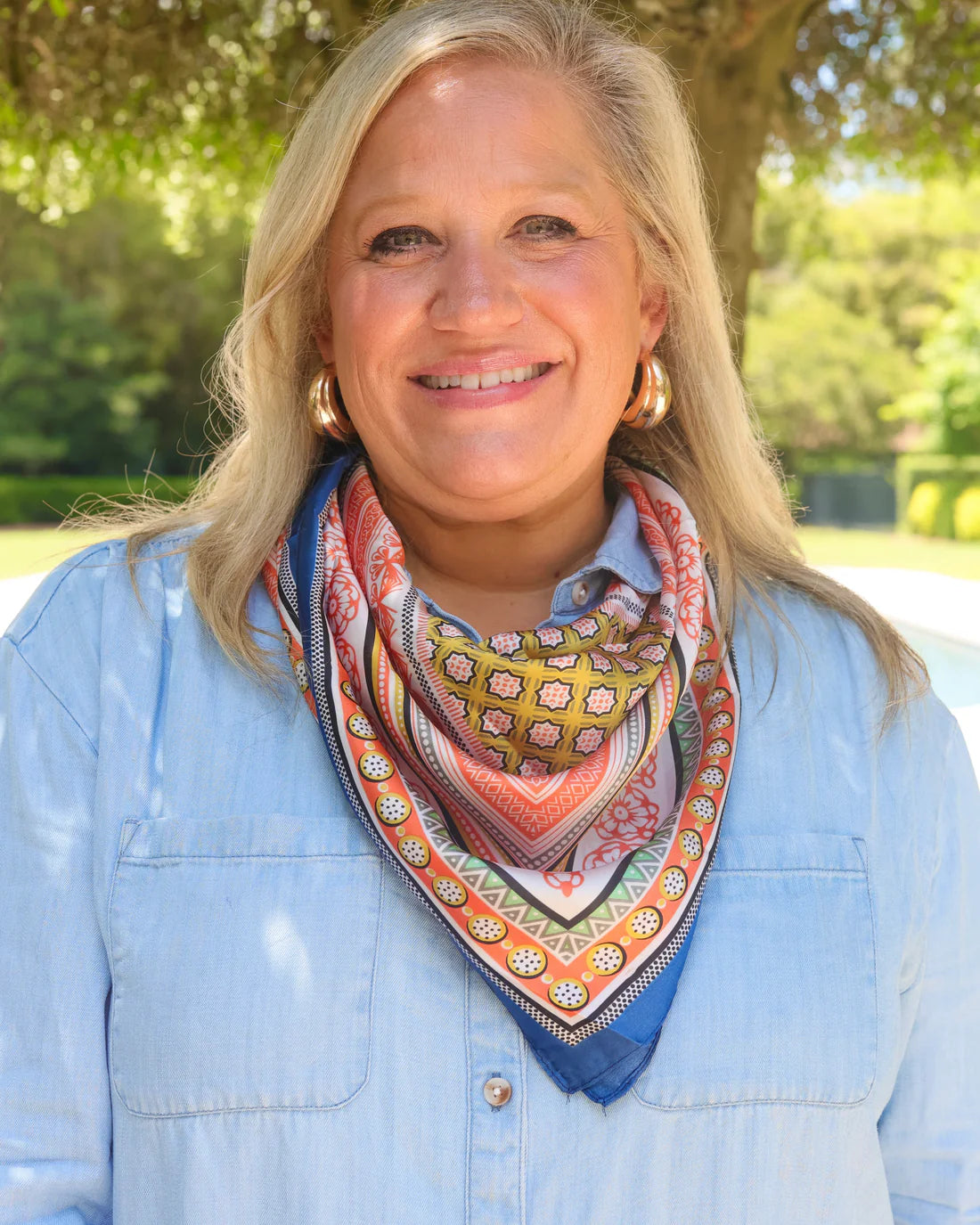 Diya Colorful Scarf | Navy Orange