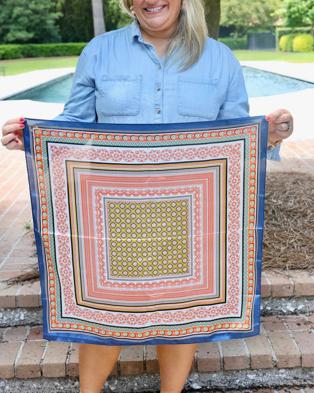 Diya Colorful Scarf | Navy Orange