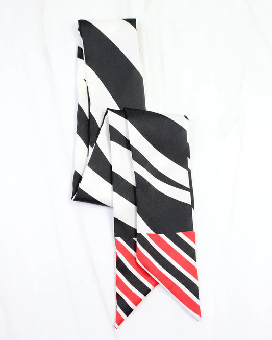 Harper Stripes Skinny Scarf | Red Black