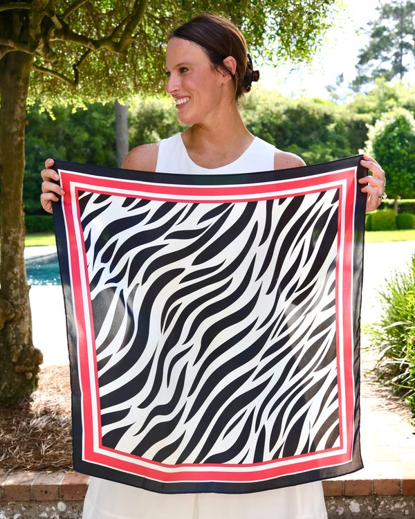 Harper Striped Scarf Medium | Red Black