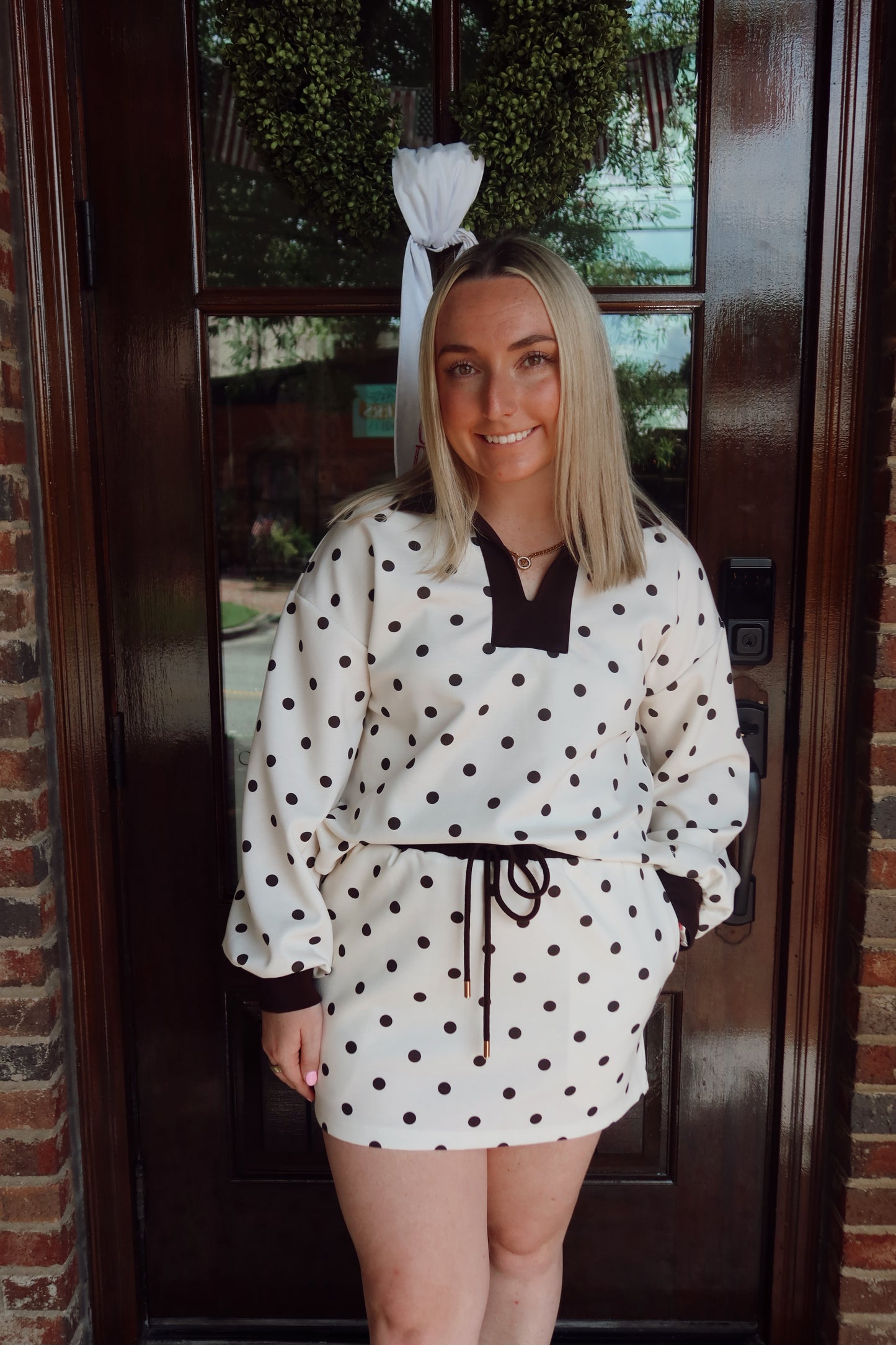 Mocha Polka Dot Top & Skort Set