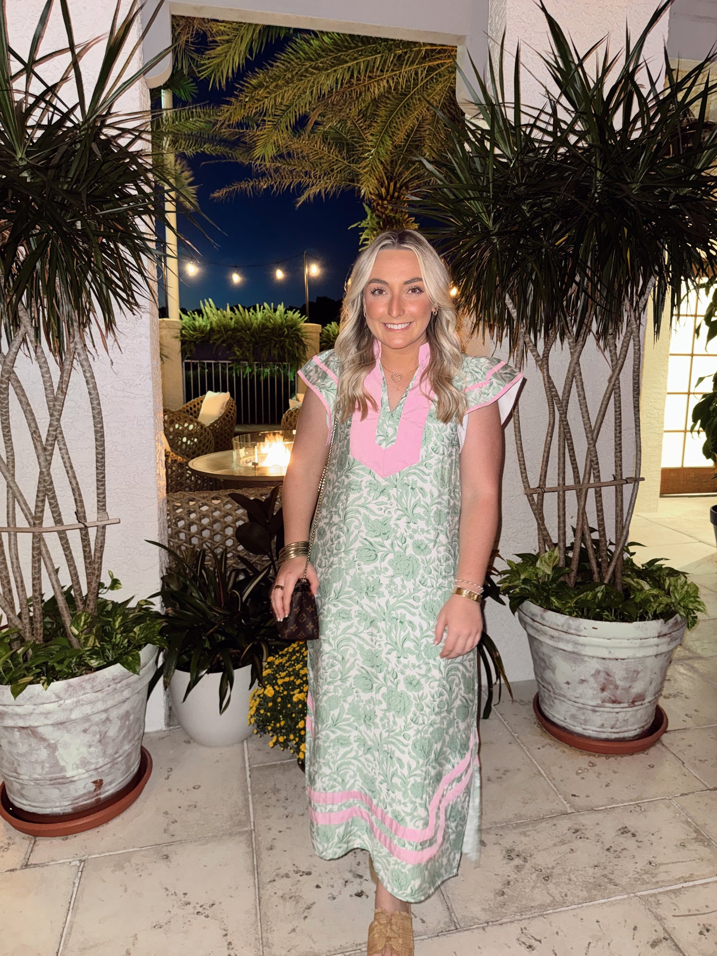 Floral Caftan-Inspired Midi Dress