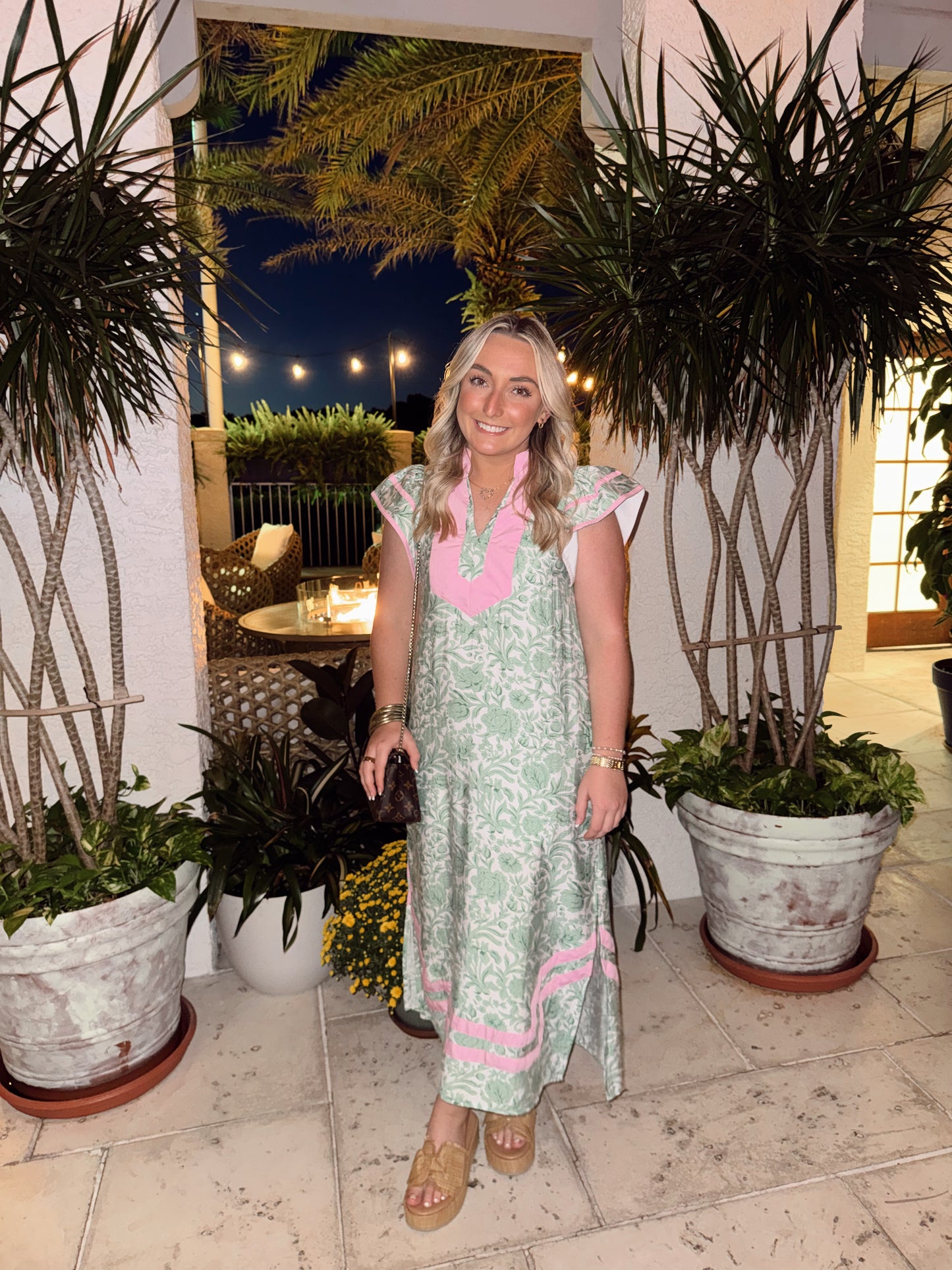 Floral Caftan-Inspired Midi Dress