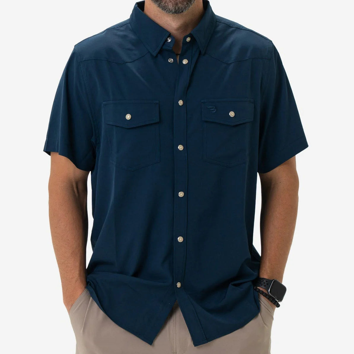 Burlebo Performance Western Shirt - Navy Pearl Snap