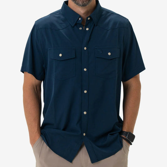 Burlebo Performance Western Shirt - Navy Pearl Snap