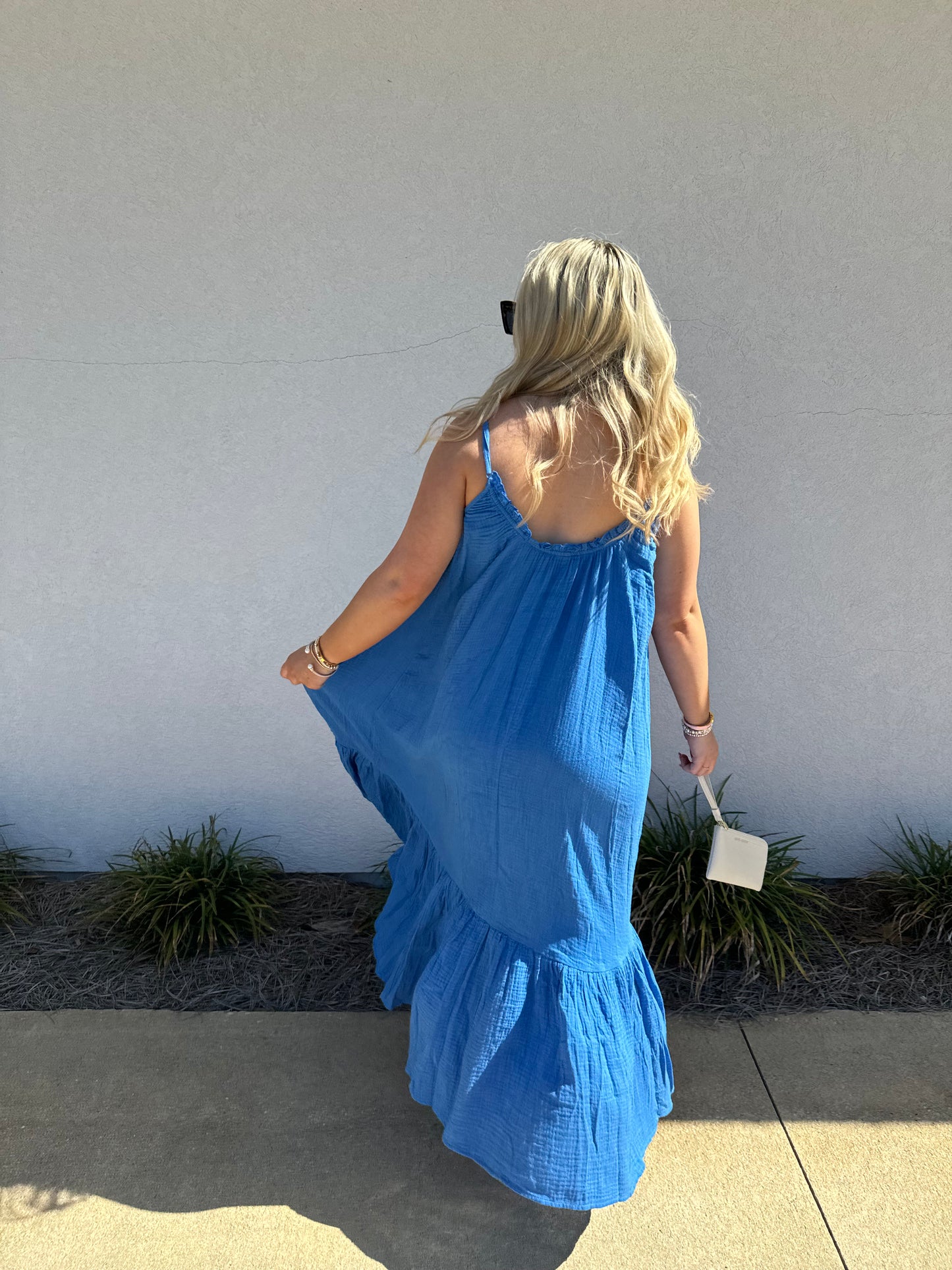 Blue Gauze Maxi Dress