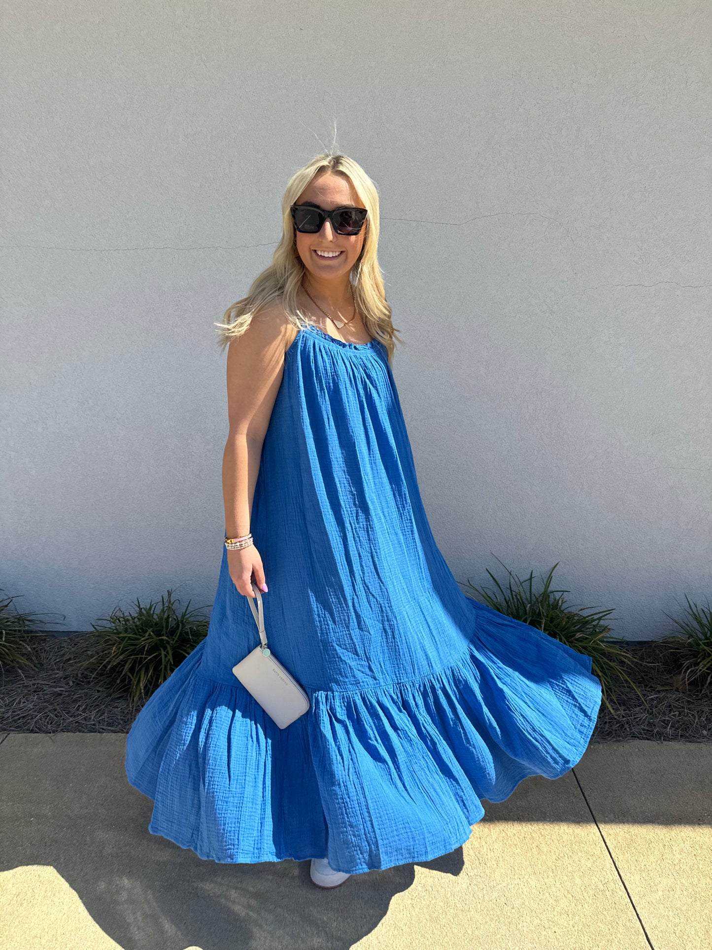 Blue Gauze Maxi Dress