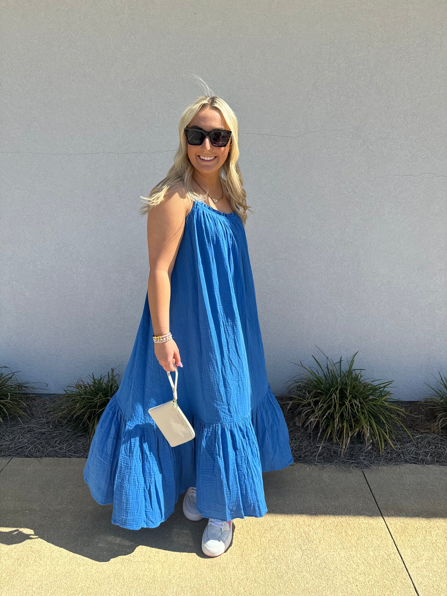 Blue Gauze Maxi Dress