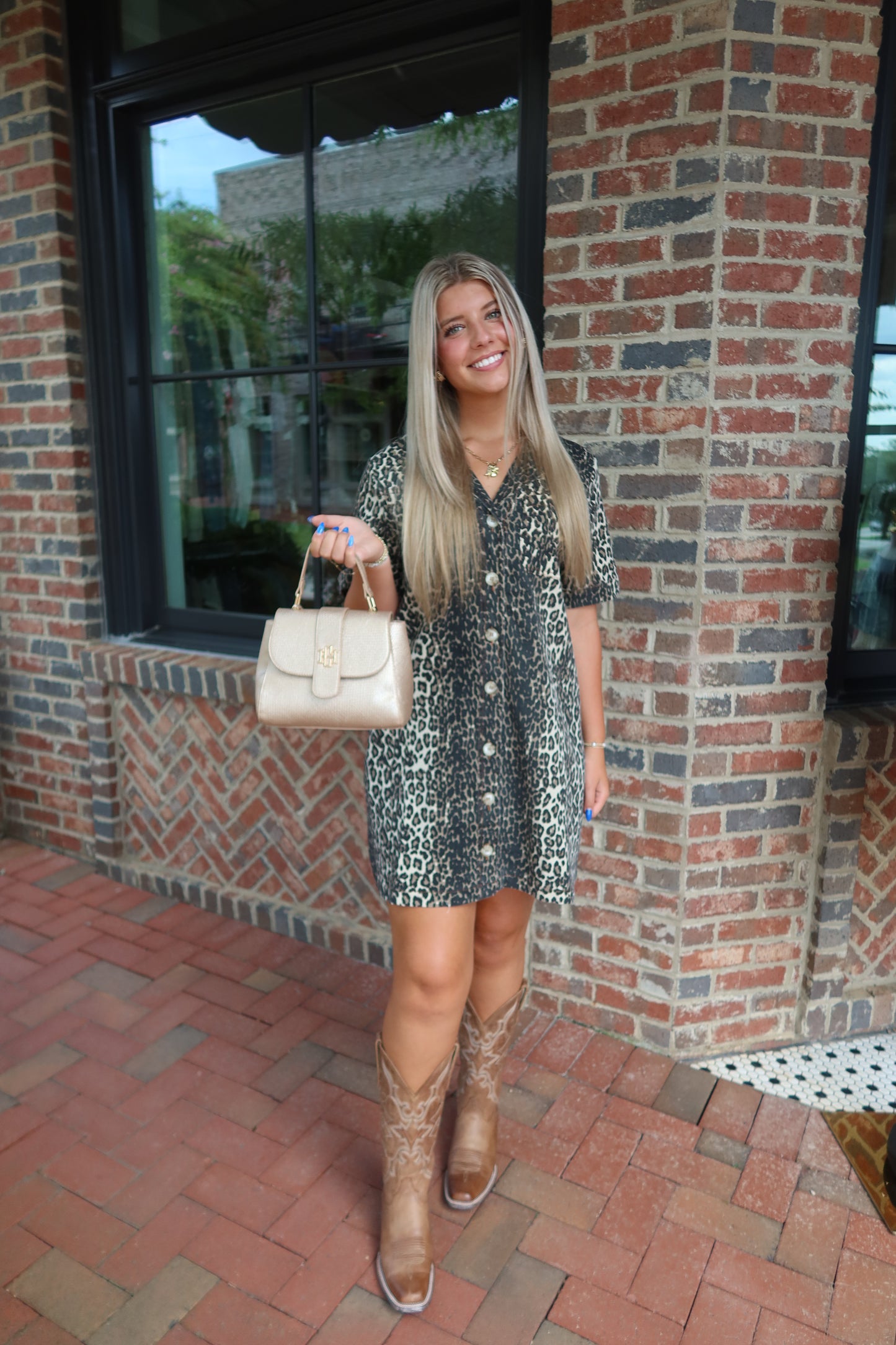 Leopard Short Sleeve Mini Dress