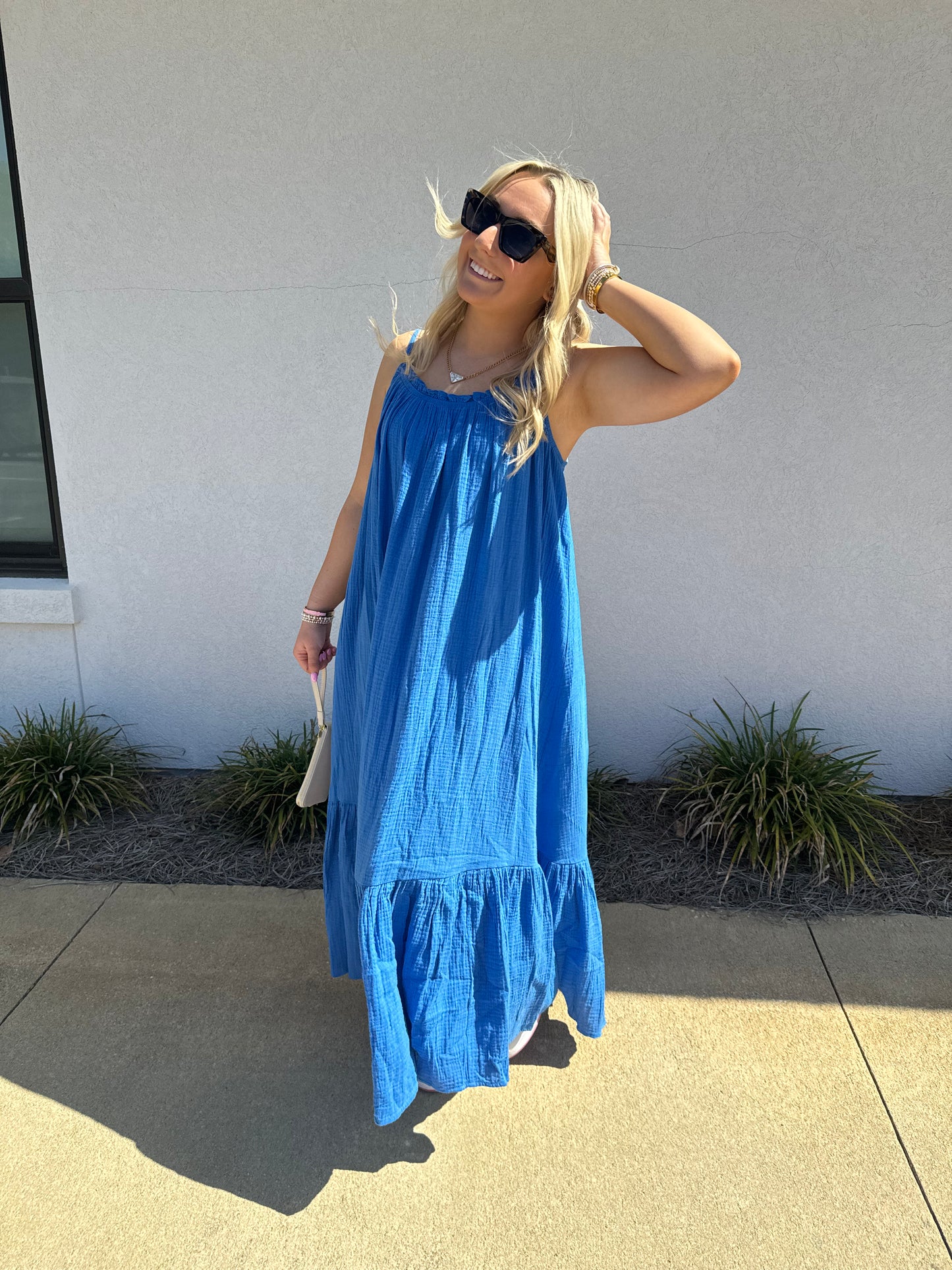 Blue Gauze Maxi Dress