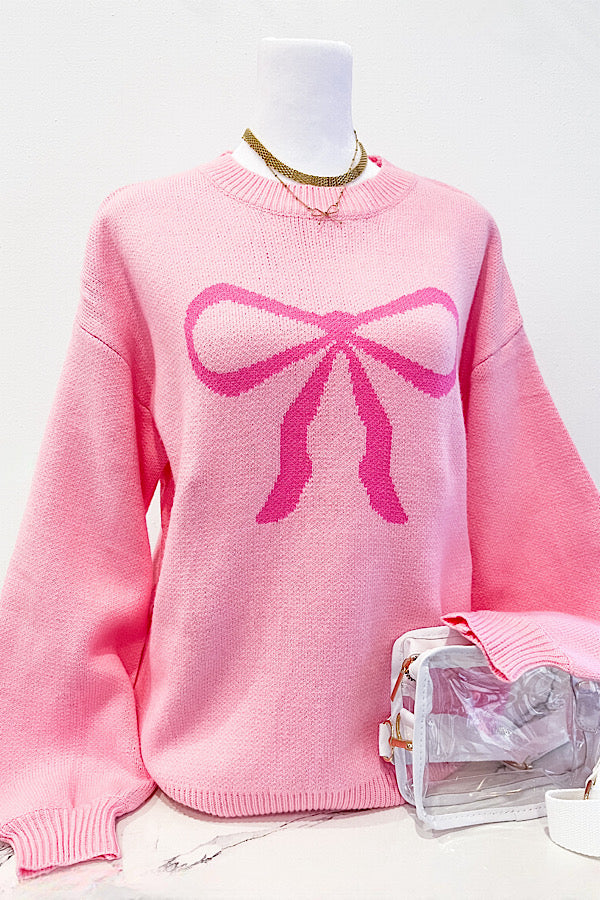 Perfectly Pink Bow Sweater