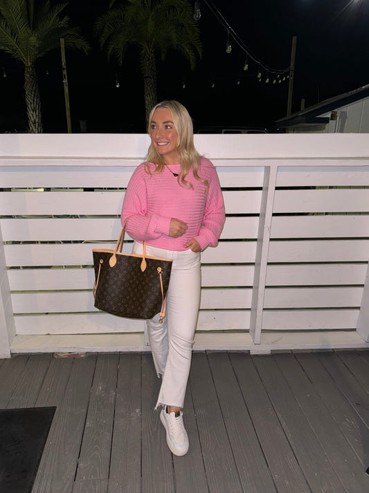 Pink Boat Neck Sweater