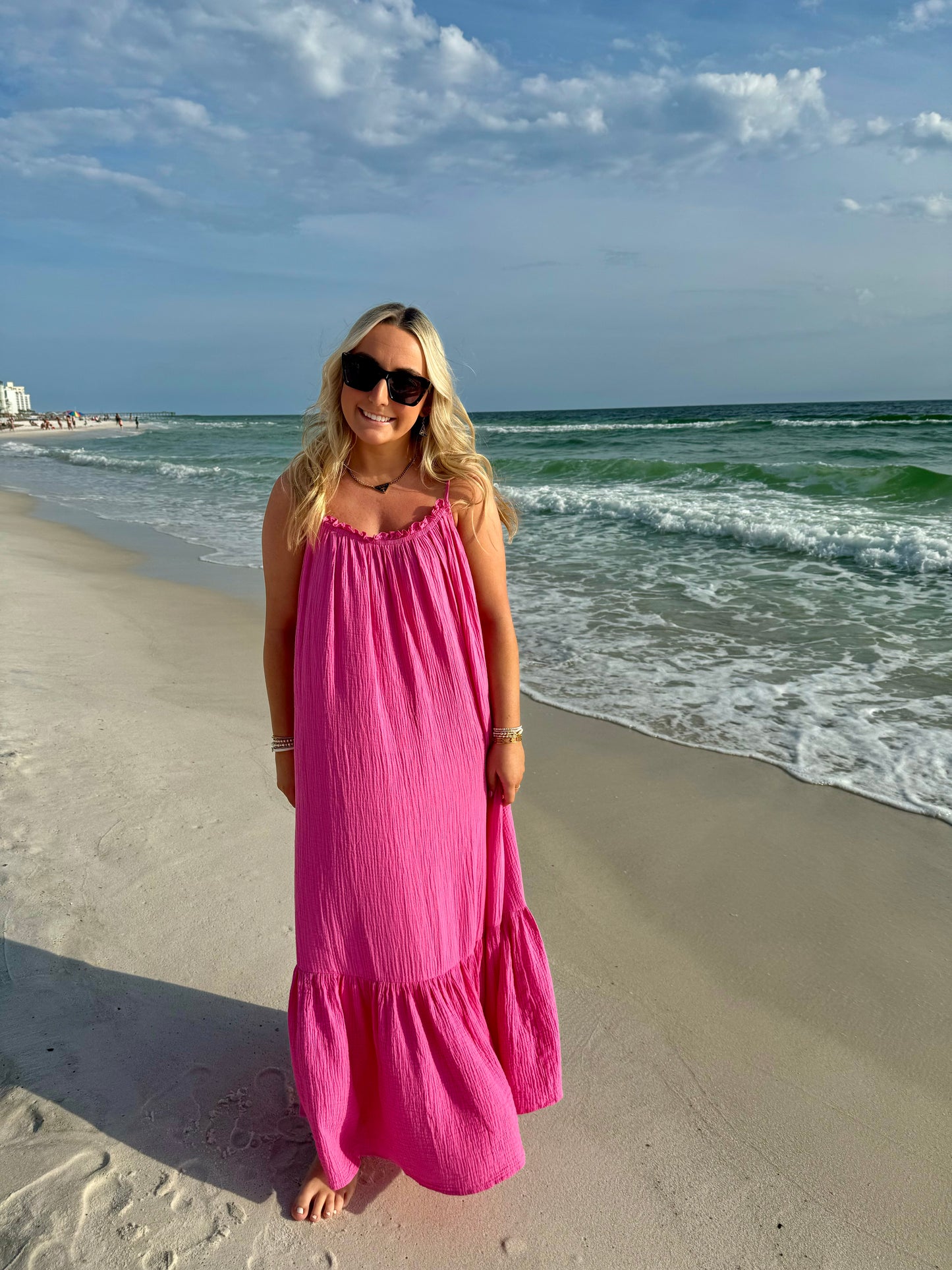 Pink Gauze Maxi Dress