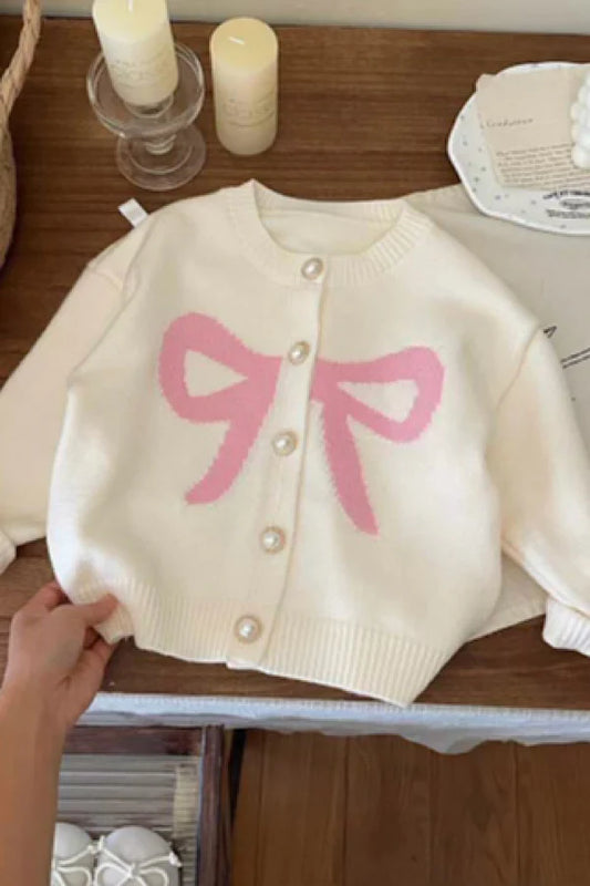 Abigail Pink Bow Cream Sweater