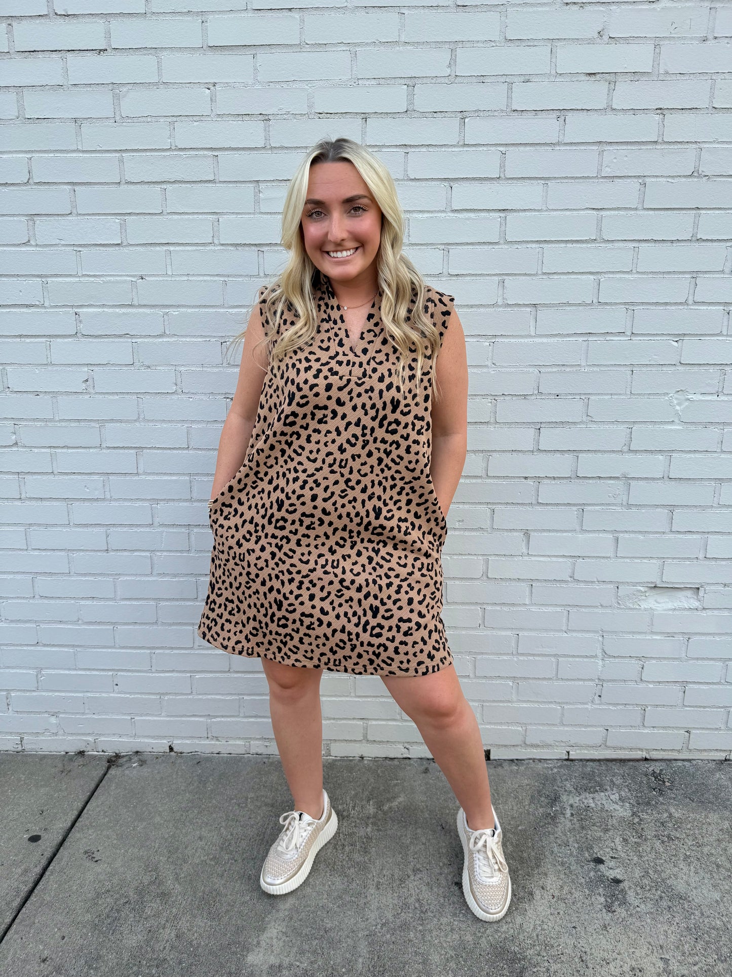 Leopard V-Neck Collared Mini Dress (2 colors)