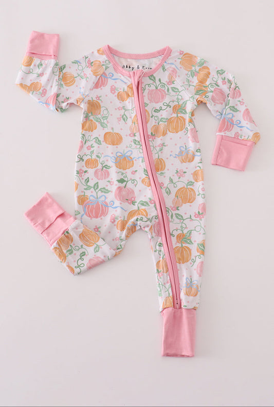 Pink Pumpkin Bamboo Romper