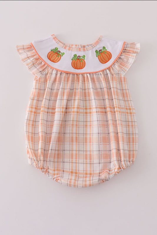 Orange Pumpkin Plaid Bubble