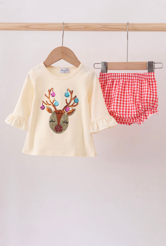 Sequin Reindeer Bloomer Set