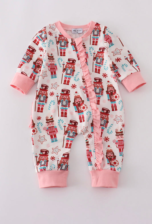 Pink Nutcracker Ruffle Romper