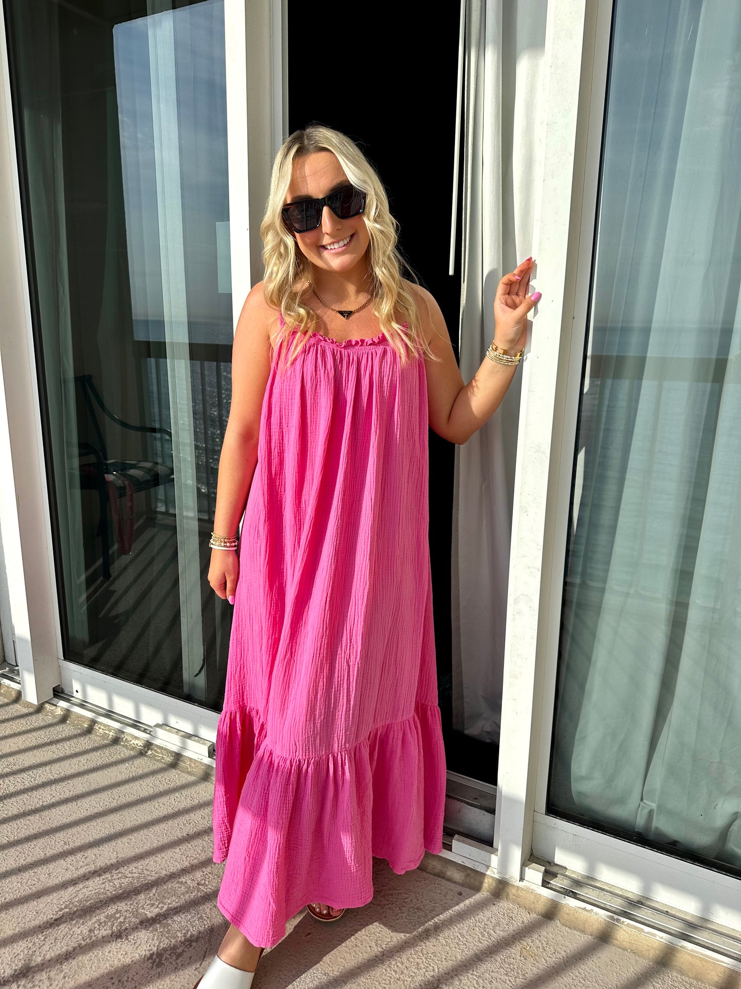 Pink Gauze Maxi Dress