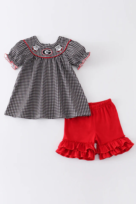 Georgia Girls Embroidered Gingham Set