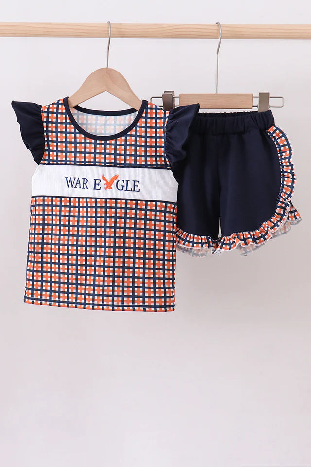 War Eagle Smocked Ruffle Shorts Set