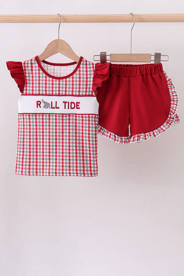 Roll Tide Smocked Ruffle Shorts Set