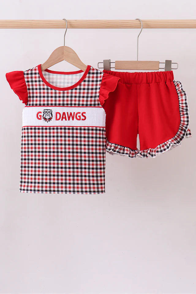 Go Dawgs Smocked Ruffle Shorts Set