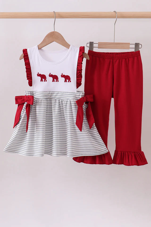Alabama Elephant Striped Ruffle Pants Set