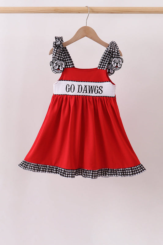 Little Girls | Go Dawgs Smocked Gingham Dress