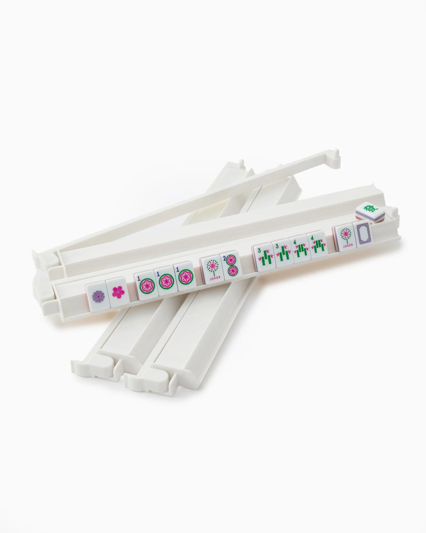 Oh My Mahjong | White Acrylic Rack & Pushers Set
