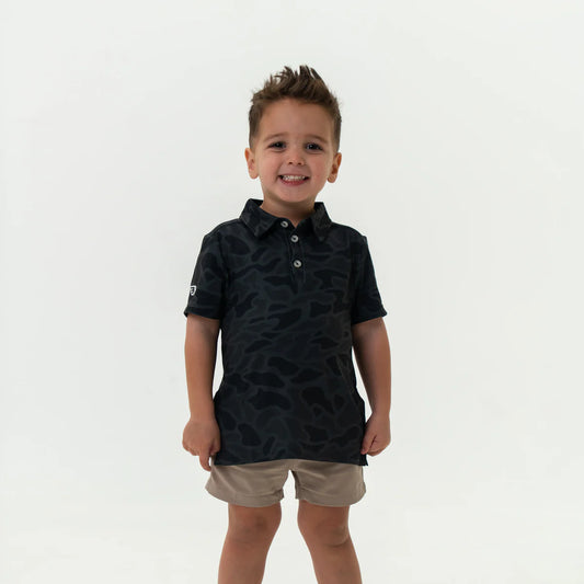 Burlebo Youth Performance Polo | Black Camo