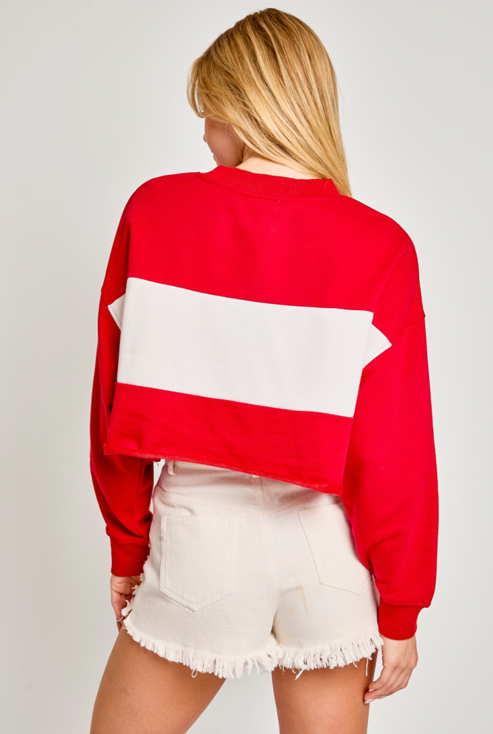 "Georgia" Color Block Cropped Crewneck