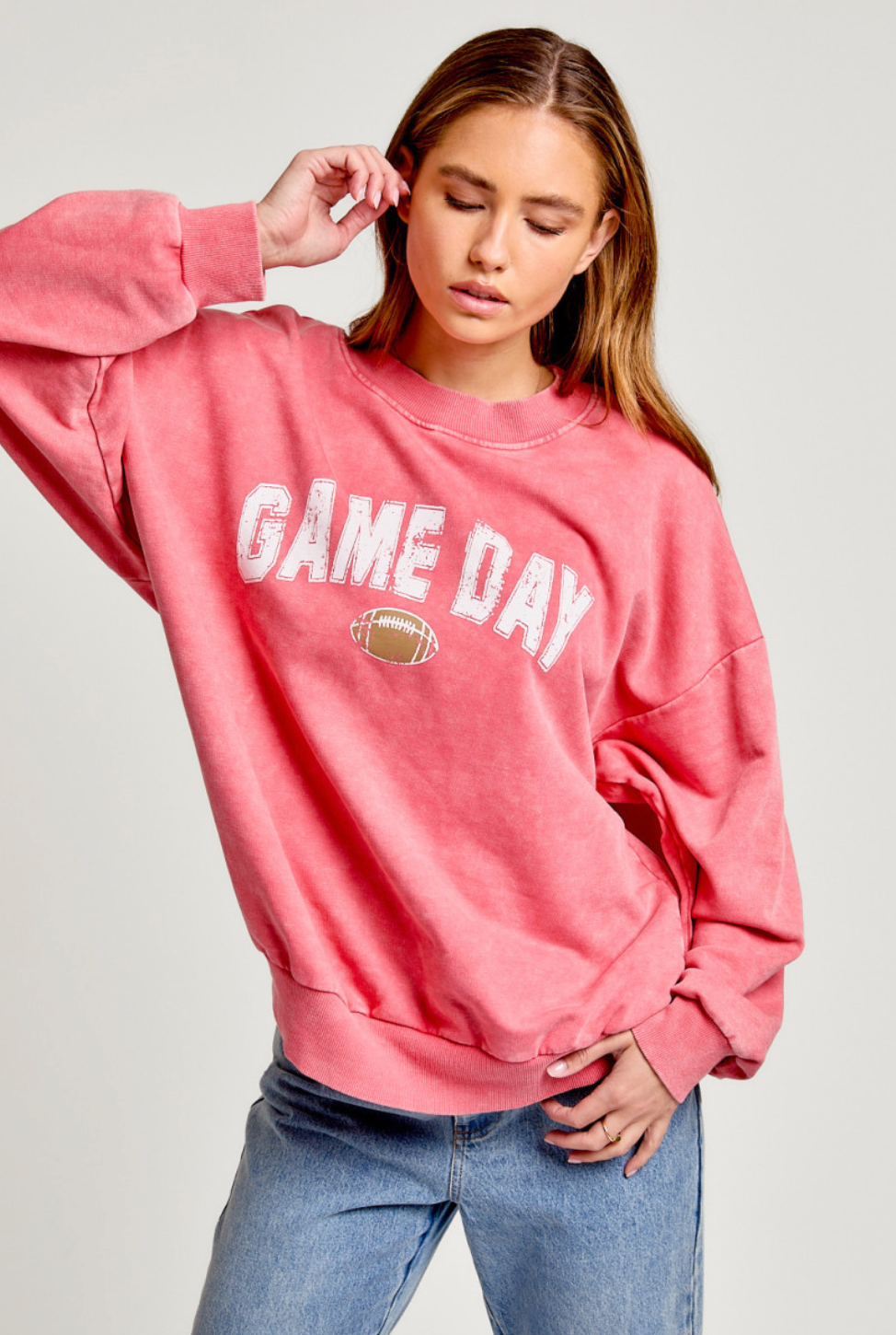 "Game Day" Oversized Football Crewneck