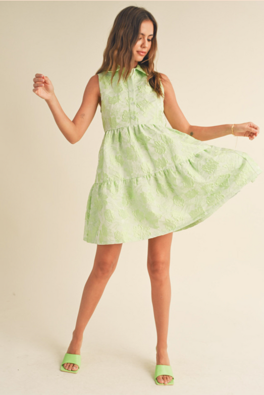 Sage Lime Jacquard Dress