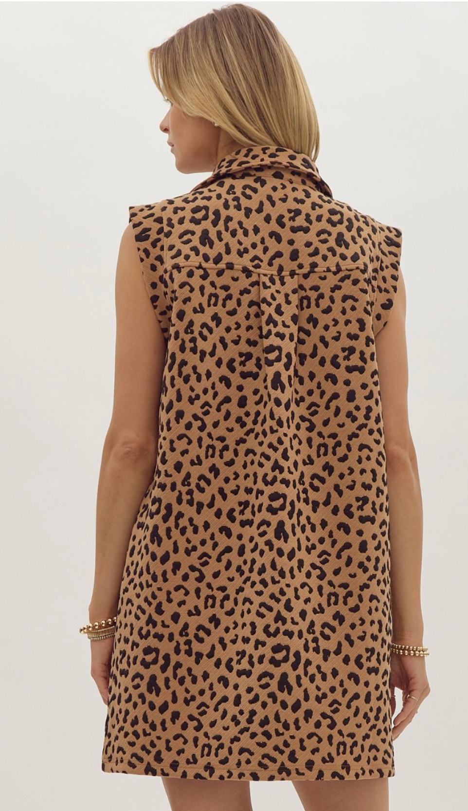 Leopard V-Neck Collared Mini Dress (2 colors)