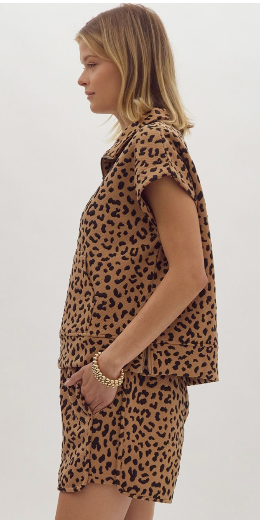 Reese Leopard Half Zip Collared Sweater