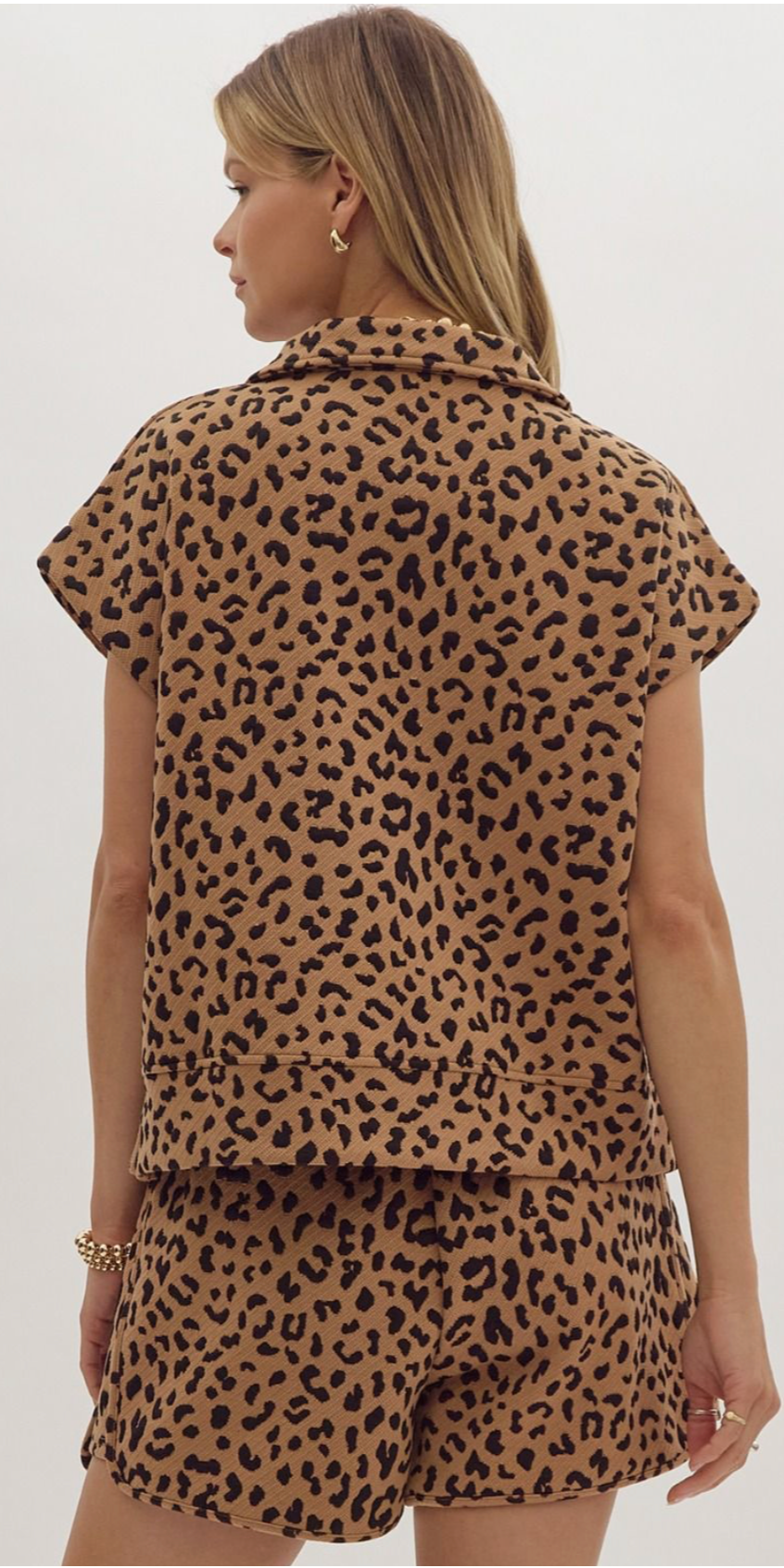 Reese Leopard Half Zip Collared Sweater