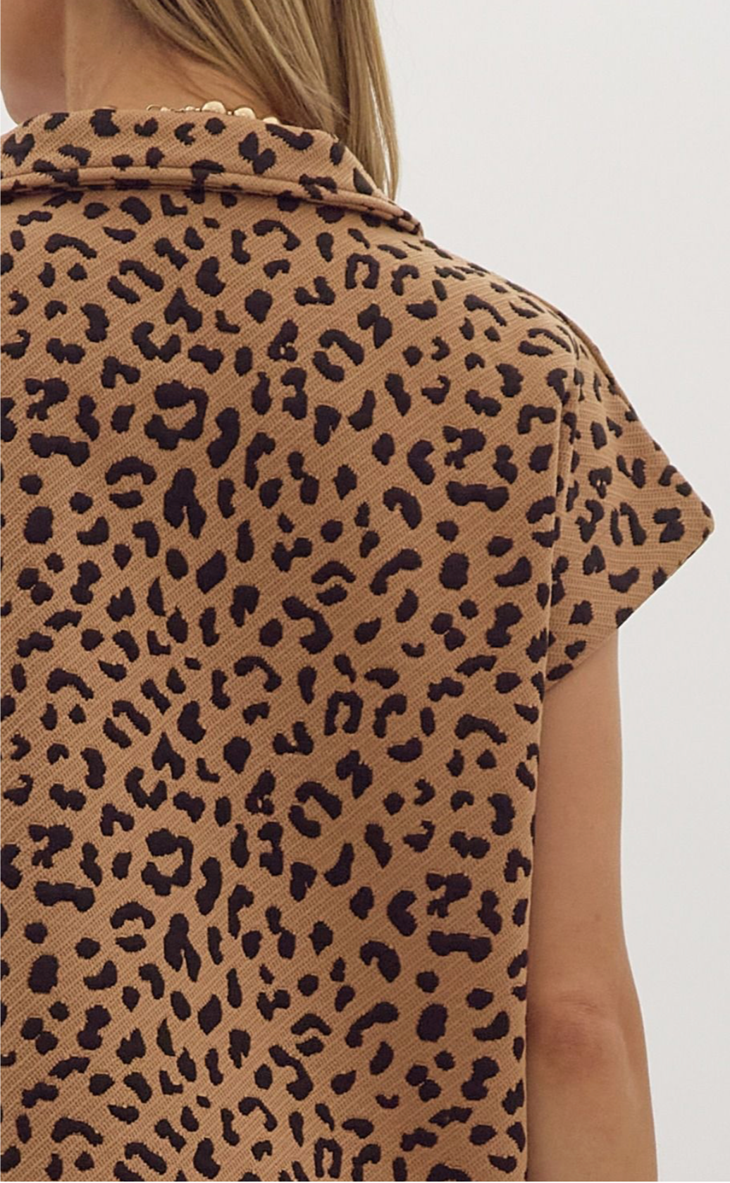 Reese Leopard Half Zip Collared Sweater