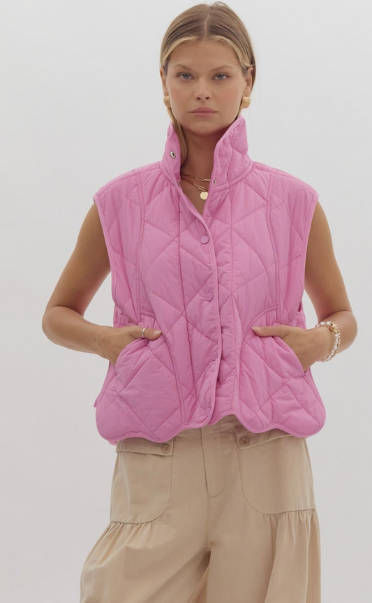 Ashton Pink Scalloped Quilted Vest