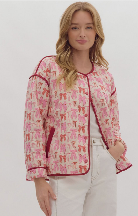 Bailey Pink Bow Snap Button Jacket