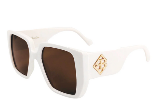 Pure White BC Square Sunglasses with Polarized Lenses