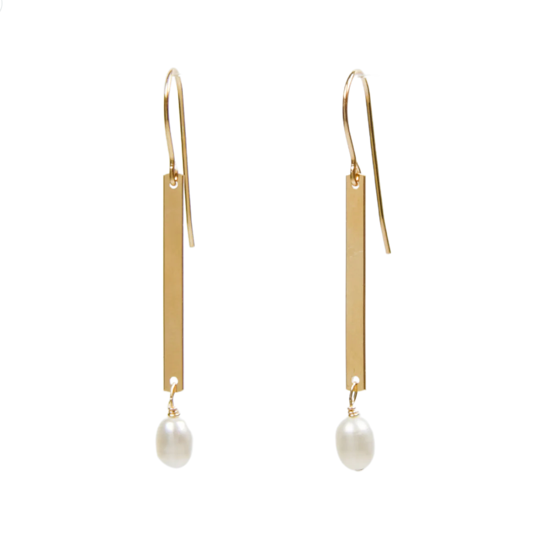 Bar and Pearl Earrings