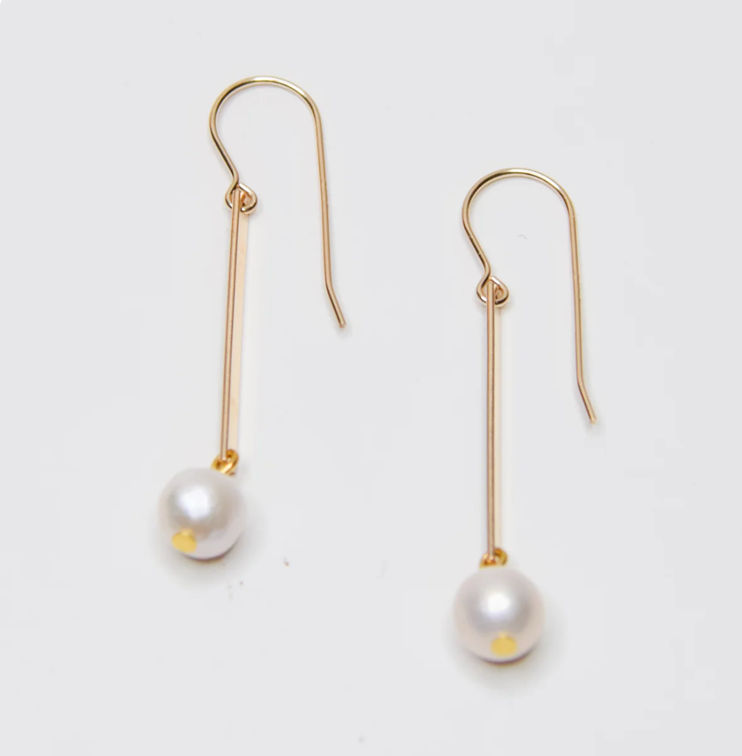 Bar and Pearl Earrings