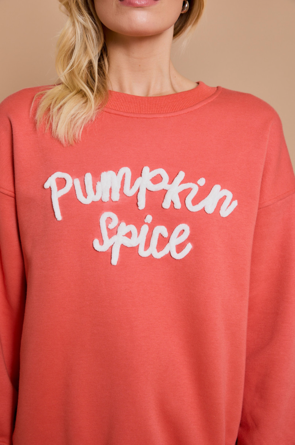 Pumpkin Spice Chenille Yarn Crew Neck