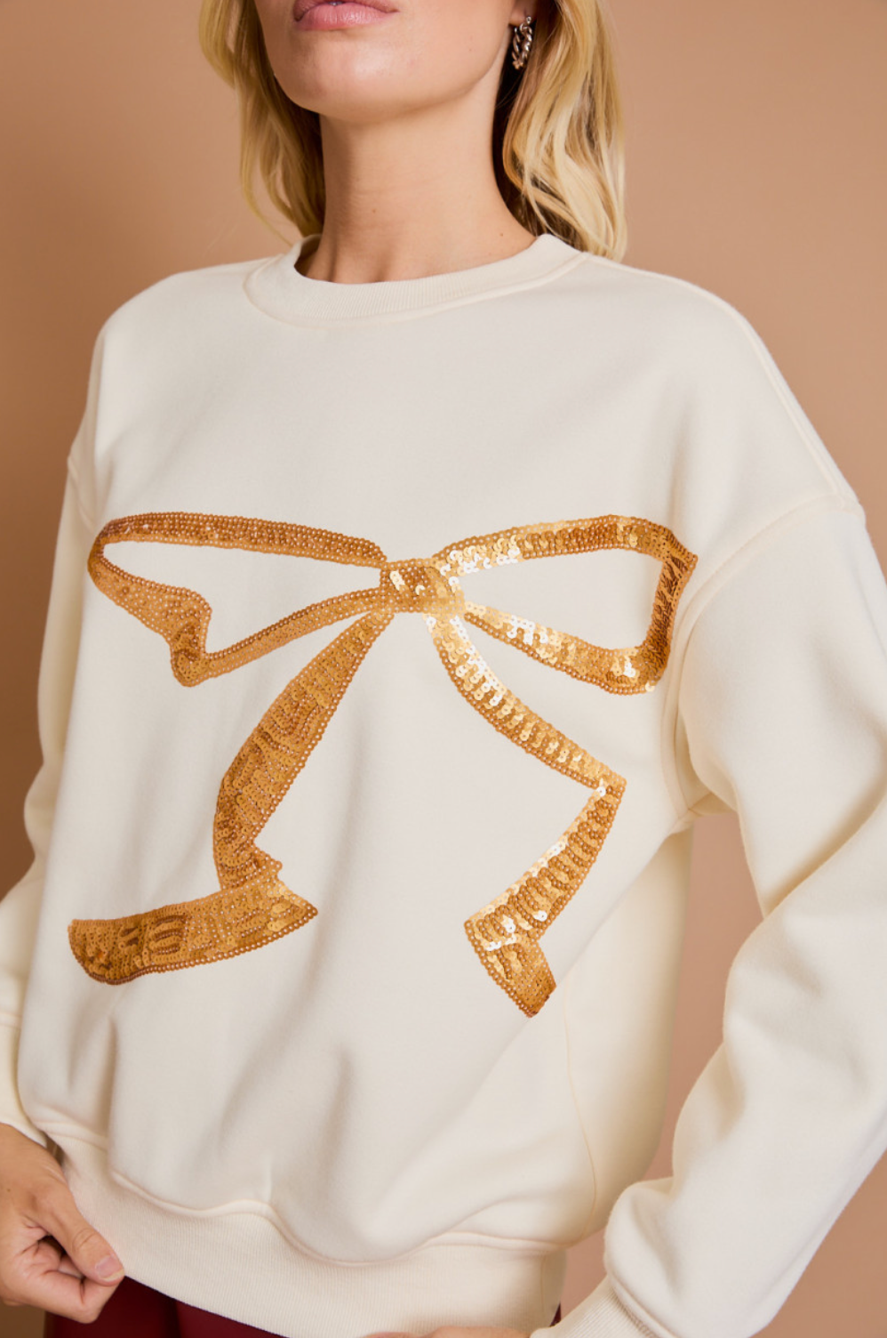 Gold Sequin Bow Sweatshirt