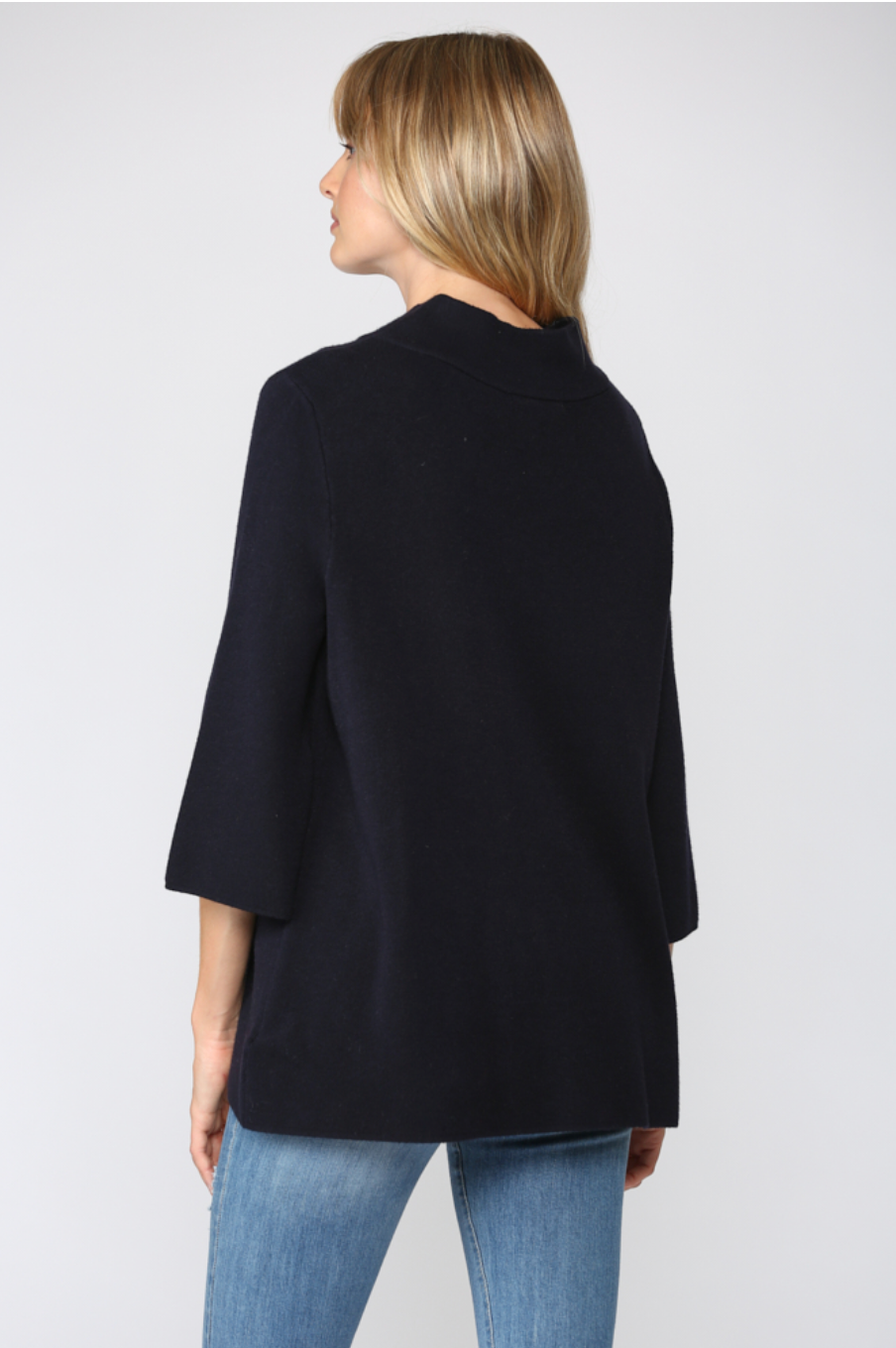 Joy Mock Neck Black Bell Sleeve Sweater